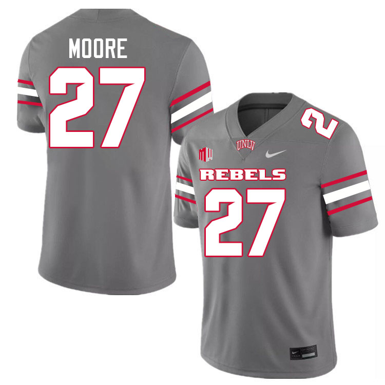 Men #27 Kela Moore UNLV Rebels College Football Jerseys Stitched-Grey